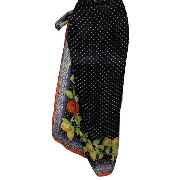 Talbots new polka dot oranges and lemon wrap scarf - Picture 1 of 5
